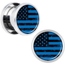 Load image into Gallery viewer, Blue American Flag Steel Screw Fit Plug Set 00G