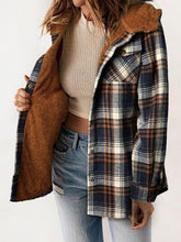 Load image into Gallery viewer, Plaid Snap Down Plush Hooded Jacket Soft & Warm Women Outerwear Cozy And Comfortable Jacket