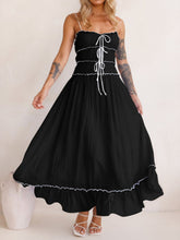 Load image into Gallery viewer, Vintage Ruffled Hem Midi Dress With Tied And Ruched Detail Elegant Feminine Girls Dress