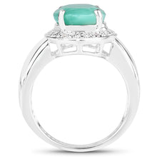 Load image into Gallery viewer, 4.72 Carat Genuine Emerald and White Diamond .925 Sterling Silver Ring