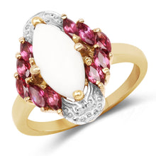Load image into Gallery viewer, 1.90 Carat Genuine Opal and Rhodolite .925 Sterling Silver Ring