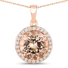 Load image into Gallery viewer, 3.61 Carat Genuine Morganite and White Diamond 14K Rose Gold Pendant