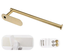 Load image into Gallery viewer, Adhesive Paper Holder Gold 304 Stainless Steel Stand Toilet Paper Towel Rack Tissue Roll Hanger For Kitchen Bathroom Free Nail Stainless Steel Toilet Tissue Roll Holder Sticky Hand Towel Hanger Vertical Or Horizontal No Drilling