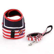 Load image into Gallery viewer, Adjustable Dog Collar Harness Leash Creative Navy Suit Style Chest Strap Rope Cats Dog Harness Leash Cute Design Chest Coverage Rope for Small Medium Dogs Cats