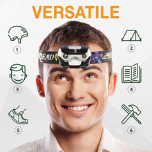 Load image into Gallery viewer, Adjustable Rechargeable LED Headlamp Strap USB Headlamps 5W Headlight Perfect For Fishing Camping Hiking Comfortable Headlamp Flashlights For Adults And Kids