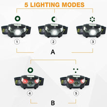 Load image into Gallery viewer, Adjustable Rechargeable LED Headlamp Strap USB Headlamps 5W Headlight Perfect For Fishing Camping Hiking Comfortable Headlamp Flashlights For Adults And Kids