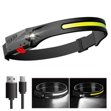 Load image into Gallery viewer, Adjustable Rechargeable LED Induction USB Headlamp Lightweight Head Lamp Head Torch 5 Lighting Modes Flashlight For Camping Hiking Running Outdoor Adults Kids
