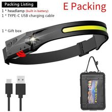 Load image into Gallery viewer, Adjustable Rechargeable LED Induction USB Headlamp Lightweight Head Lamp Head Torch 5 Lighting Modes Flashlight For Camping Hiking Running Outdoor Adults Kids