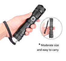 Load image into Gallery viewer, Adjustable Rechargeable Powerful Zoomable LED USB Flashlights High Lumens Powerful Tactical Waterproof Super Bright Flashlights Best For Camping Outdoor Hiking Running Riding