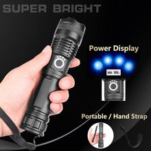 Load image into Gallery viewer, Adjustable Rechargeable Powerful Zoomable LED USB Flashlights High Lumens Powerful Tactical Waterproof Super Bright Flashlights Best For Camping Outdoor Hiking Running Riding