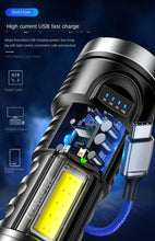 Load image into Gallery viewer, Adjustable Rechargeable Strong Mini Pocket Sized Flashlight LED Multifunctional High Lumen Light Ultra-bright Portable Flashlights Outdoor Waterproof Flashlight For Running Walking