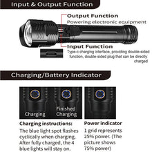 Load image into Gallery viewer, Adjustable Rechargeable Tactical Flashlight USB LED Super Bright Zoomable IPX65 Waterproof Portable Torchlight Flash Lamp USB Charging For Hiking Camping Running Fishing