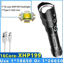 Load image into Gallery viewer, Adjustable Rechargeable Tactical Flashlight USB LED Super Bright Zoomable IPX65 Waterproof Portable Torchlight Flash Lamp USB Charging For Hiking Camping Running Fishing