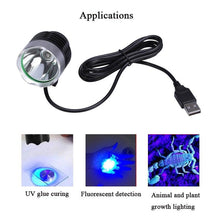 Load image into Gallery viewer, Adjustable Rechargeable UV Flashlight Portable Torch Ultra Violet LED Handheld For UV Glue Curing For Cellphone Repair Tool Curing Lamp Dryer For Urine Stain Detector Sterilization Phone Circuit Board