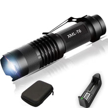 Load image into Gallery viewer, Adjustable Rechargeable Water Resistant Super Bright Mini Handheld Flashlights LED Zoomable Flashlight For Camping Fishing Bicycle Light Kids Indoor Outdoor Hiking