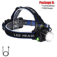 Load image into Gallery viewer, Adjustable Rechargeable Waterproof Brightest Zoomable LED Lightweight Hands Free Headlamp High Power For Adult Hunting Camping Running Hiking Riding Fishing Rechargeable T6 Chip Headlight