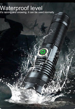 Load image into Gallery viewer, Adjustable Rechargeable Waterproof LED Flashlights Rechargeable High Lumens Torchlight Zoomable Torch USB Charging Waterproof 5 Modes With Power Display For Camping Hiking Outdoor Emergency