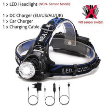 Load image into Gallery viewer, Adjustable USB Rechargeable IR Sensor Super Bright Headlight Battery For Long Working Time LED Headlamp Fishing Waterproof Head Light Lamp Perfect For Running Camping