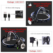 Load image into Gallery viewer, Adjustable USB Rechargeable IR Sensor Super Bright Headlight Battery For Long Working Time LED Headlamp Fishing Waterproof Head Light Lamp Perfect For Running Camping