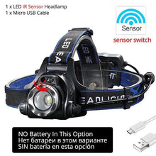 Load image into Gallery viewer, Adjustable USB Rechargeable IR Sensor Super Bright Headlight Battery For Long Working Time LED Headlamp Fishing Waterproof Head Light Lamp Perfect For Running Camping