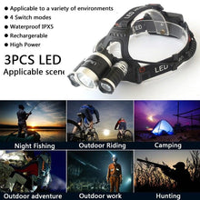 Load image into Gallery viewer, Adjustable Zoomable Headlamp Ultra Bright Rechargeable LED Bright High Lumen Head Lights Head Lamp Waterproof Flashlight For Outdoor Cmaping Fishing Hiking Biking Fishing Headlamp Running Headlamp