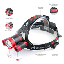 Load image into Gallery viewer, Adjustable Zoomable Headlamp Ultra Bright Rechargeable LED Bright High Lumen Head Lights Head Lamp Waterproof Flashlight For Outdoor Cmaping Fishing Hiking Biking Fishing Headlamp Running Headlamp