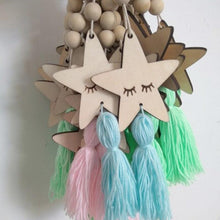 Load image into Gallery viewer, Adorable Sleepy Eye Eyelash Kids Room Decoration Crafts Wood Wall Hanging Stars Decorative Beads Tassel Photography Props Gift For Kids Bedroom Decor Makeup Sticker For Girls Room Wall Art