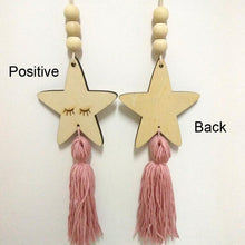 Load image into Gallery viewer, Adorable Sleepy Eye Eyelash Kids Room Decoration Crafts Wood Wall Hanging Stars Decorative Beads Tassel Photography Props Gift For Kids Bedroom Decor Makeup Sticker For Girls Room Wall Art