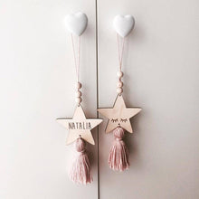Load image into Gallery viewer, Adorable Sleepy Eye Eyelash Kids Room Decoration Crafts Wood Wall Hanging Stars Decorative Beads Tassel Photography Props Gift For Kids Bedroom Decor Makeup Sticker For Girls Room Wall Art