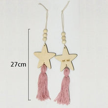 Load image into Gallery viewer, Adorable Sleepy Eye Eyelash Kids Room Decoration Crafts Wood Wall Hanging Stars Decorative Beads Tassel Photography Props Gift For Kids Bedroom Decor Makeup Sticker For Girls Room Wall Art