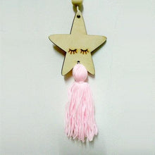 Load image into Gallery viewer, Adorable Sleepy Eye Eyelash Kids Room Decoration Crafts Wood Wall Hanging Stars Decorative Beads Tassel Photography Props Gift For Kids Bedroom Decor Makeup Sticker For Girls Room Wall Art