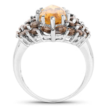 Load image into Gallery viewer, 6.20 Carat Genuine Citrine & Smoky Quartz .925 Sterling Silver Ring
