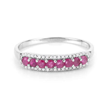 Load image into Gallery viewer, 0.47 Carat Genuine Ruby and White Diamond 14K White Gold Ring