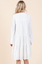 Load image into Gallery viewer, Tiered Notched Flare Sleeve Dress – Playful and Stylish Dress with Flare Sleeves and Notched Neckline