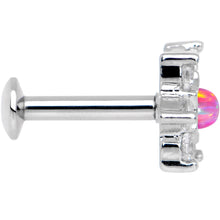 Load image into Gallery viewer, 1/4 Pink Faux Opal Internally Threaded Star Flower Labret Monroe
