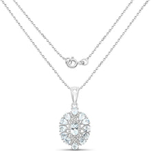 Load image into Gallery viewer, 1.89 Carat Genuine Aquamarine and White Topaz .925 Sterling Silver Pendant