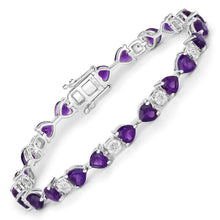 Load image into Gallery viewer, 9.56 Carat Genuine Amethyst and White Diamond .925 Sterling Silver Bracelet