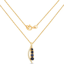Load image into Gallery viewer, 0.40 Carat Genuine Blue Sapphire and White Diamond 14K Yellow Gold Pendant