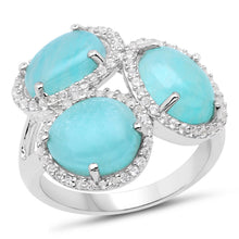 Load image into Gallery viewer, 5.30 Carat Genuine Amazonite And White Topaz .925 Sterling Silver Ring
