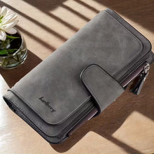 Load image into Gallery viewer, Vintage Faux Leather Long Wallet – Trifold Credit Card Holder with Snap & Zipper