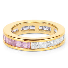 Load image into Gallery viewer, 14K Yellow Gold Plated 4.32 Carat Genuine Multi Sapphire .925 Sterling Silver Ring