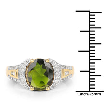 Load image into Gallery viewer, 18K Yellow Gold Plated 2.79 Carat Genuine Chrome Diopside & White Topaz .925 Sterling Silver Ring