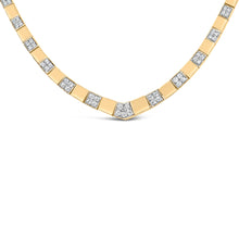 Load image into Gallery viewer, 14K Yellow Gold 4/5 Cttw Diamond Cluster and Bar Set Link 3.5 MM Chain Necklace (G-H Color, VS1-VS2 Clarity) - 16" Inches