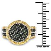 Load image into Gallery viewer, 0.44 Carat Genuine Green Diamond and Yellow Diamond .925 Sterling Silver Ring
