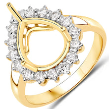 Load image into Gallery viewer, 0.48 Carat Genuine White Diamond 14K Yellow Gold Semi Mount Ring - holds 11x9mm Pear Gemstone