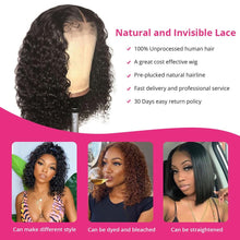Load image into Gallery viewer, Afro Kinky Curly Wig Human Hair Wigs T Part Transparent Lace Short Curly Bob Wigs Thick Wigs For Women Human Hair Wigs Wigs For Black Women Gifts for Girlfriends
