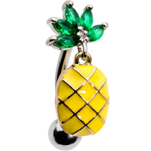 Load image into Gallery viewer, Green CZ Gem Princess Pineapple Top Mount Belly Ring