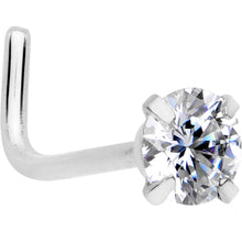Load image into Gallery viewer, 20G 1/4 Clear 3mm CZ Gem Steel L-Shape Nose Ring
