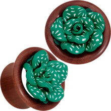 Load image into Gallery viewer, Handcrafted Rosewood Speckled Green Succulent Saddle Plug Set Sizes 14mm to 20mm