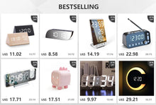 Load image into Gallery viewer, Alarm Clock LED Wooden Watch Digital Alarm Clock with Wooden Electronic LED Time Display 3 Alarm Settings Humidity & Temperature Detect Wood Made Electric Clocks Table Voice Control Digital Wood USB/AAA Powered Electronic Desktop Clocks